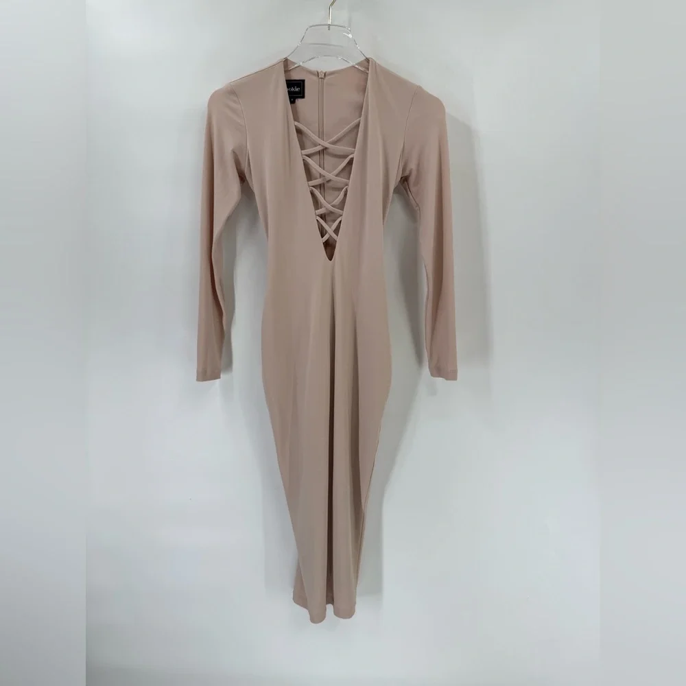 Nookie Ti amo v neck cross cross long sleeve midi dress‎ size 8